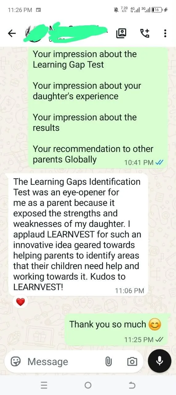 Parent testimonial screenshot 2