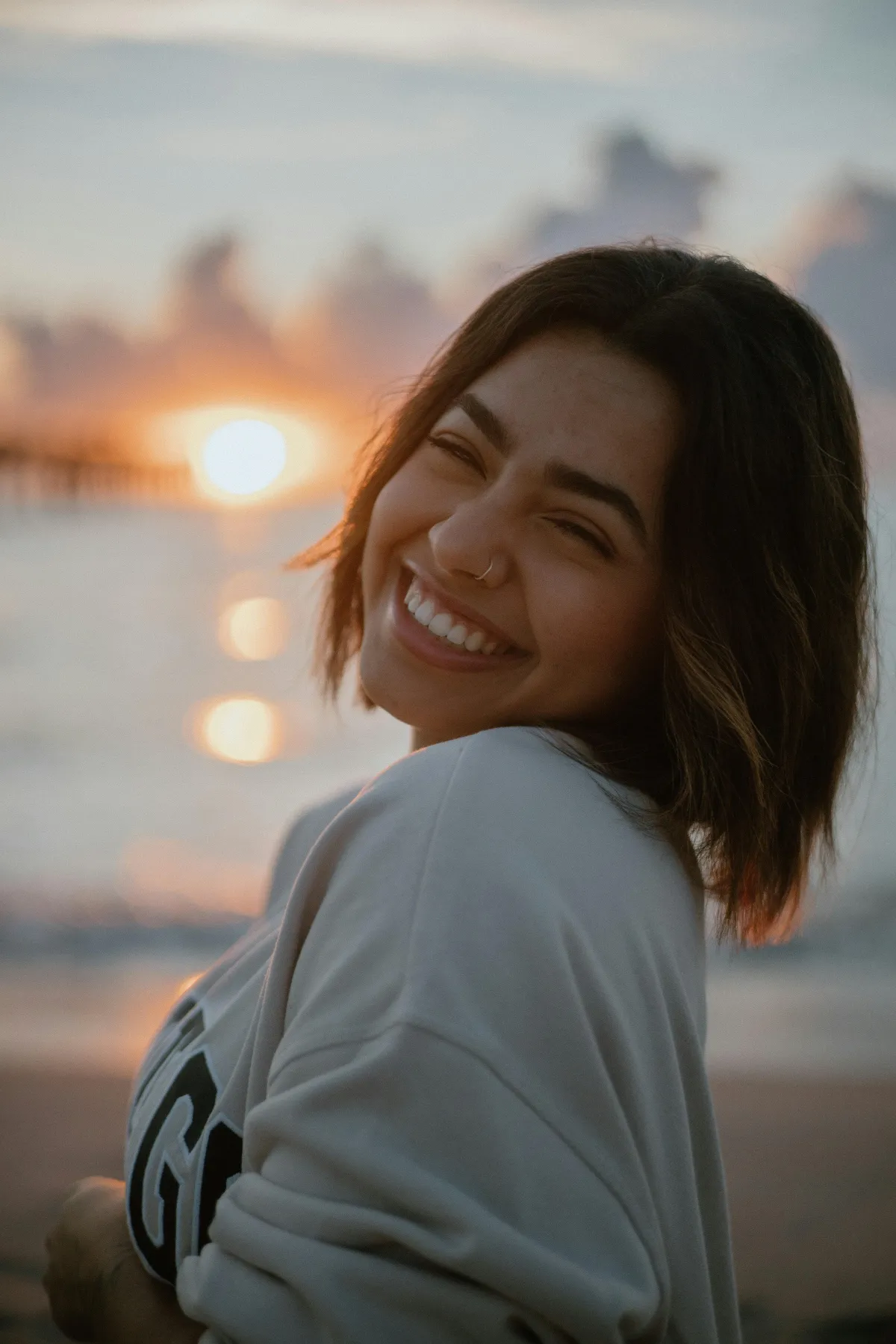 Girl smiling at the beach