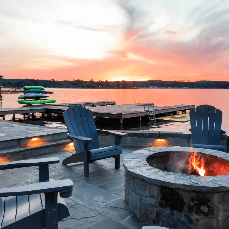 Eagles Nest on Lay Lake Smores at Sunset in Firepit