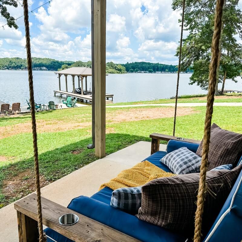 Mallards Nest Swing Bed with panoramic lake views