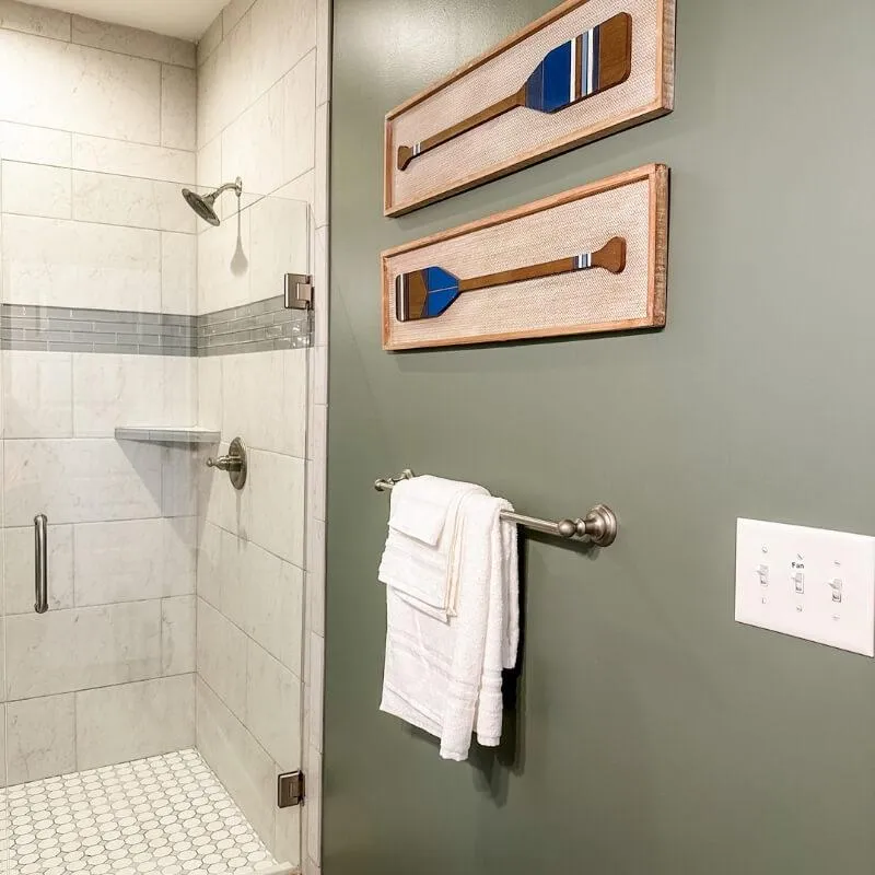 tiled shower detail Mallards Nest bathroom