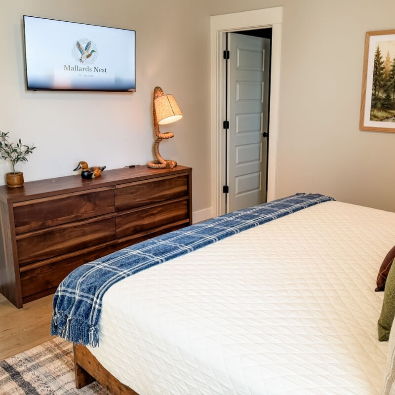 master bedroom dresser TV Mallards Nest on Lay Lake