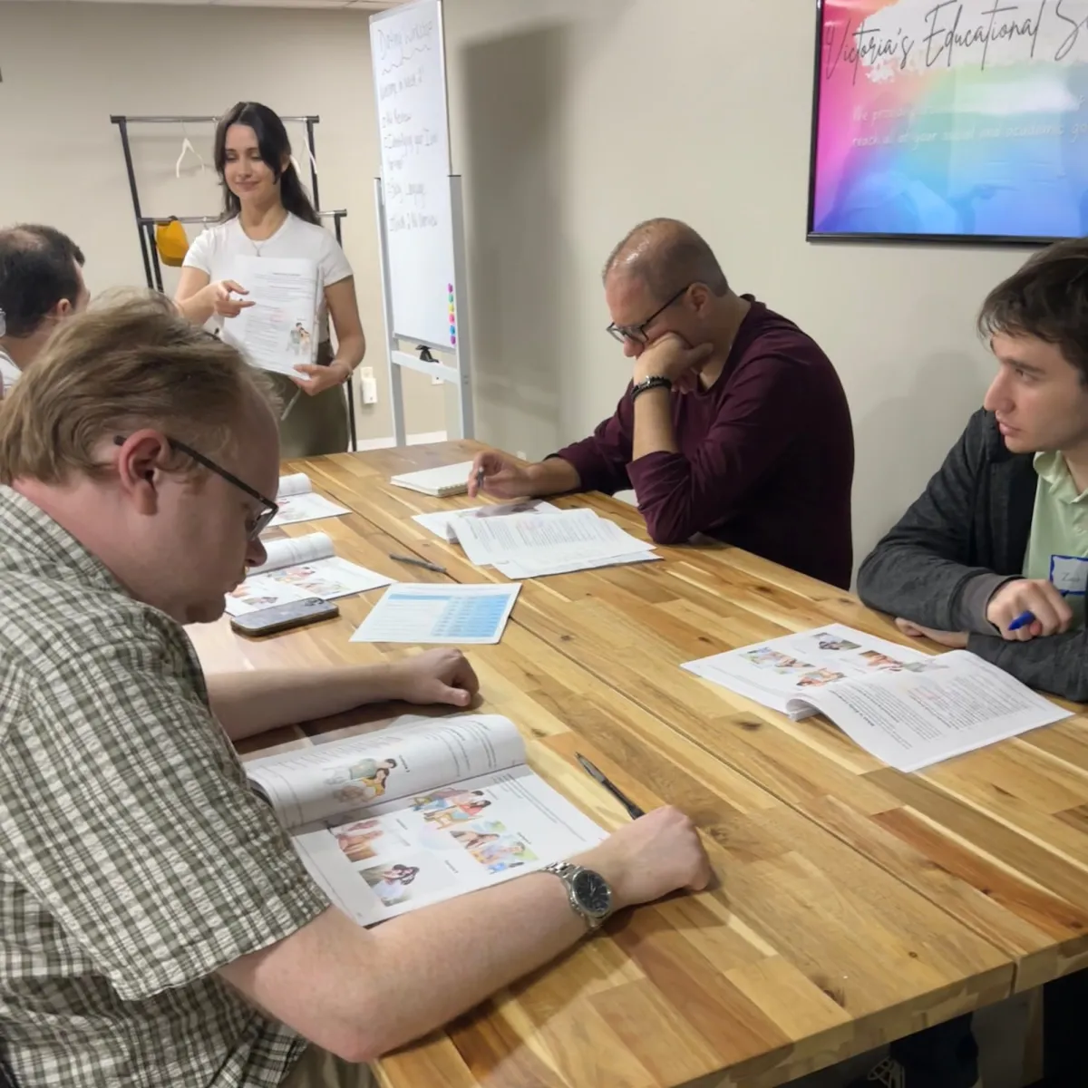 Victoria Bennett teaching the Dating Confidence™ Program workshop, guiding adults through communication and relationship exercises to build dating confidence and self-esteem.