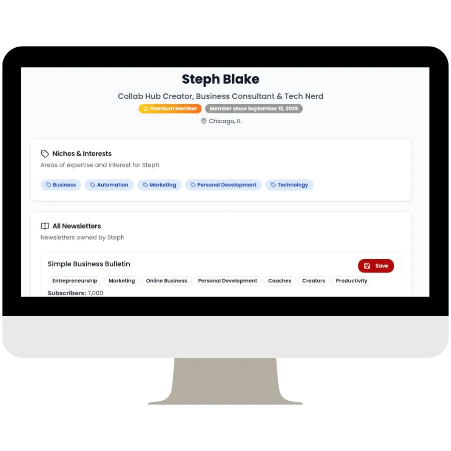 Screenshot of Collab Hub submission form to add a newsletter for approval and listing in the directory.