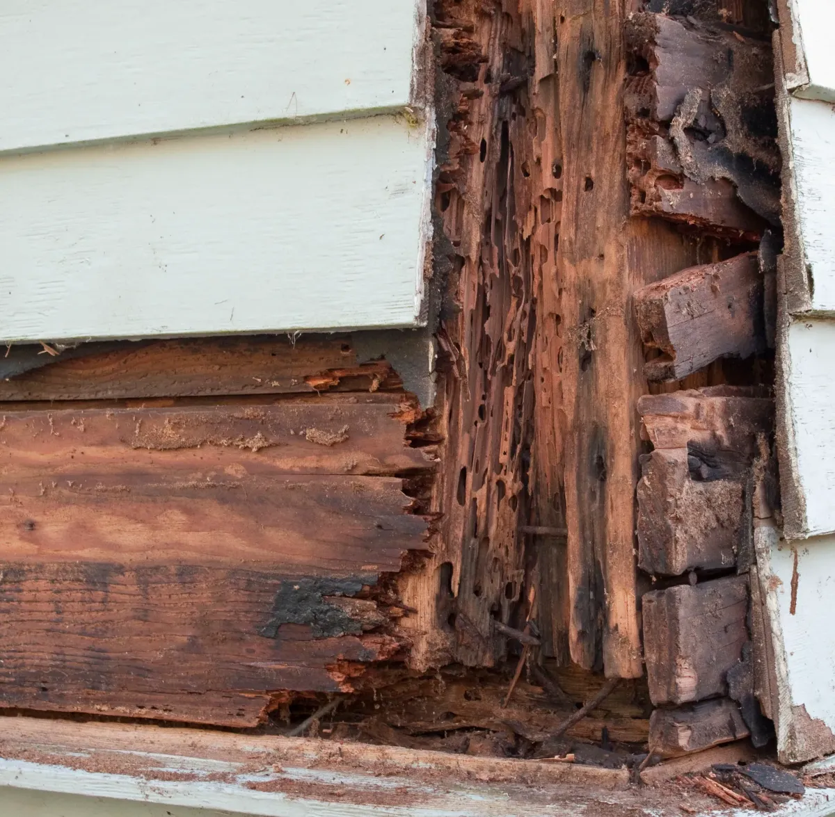 Termites causing structural damage.