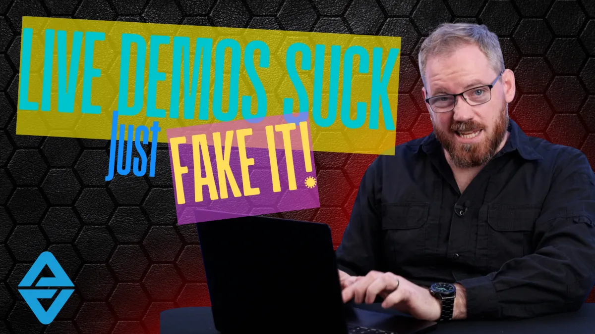 Live demos suck, just fake it, with Tom typing on his computer pulling a dumb face