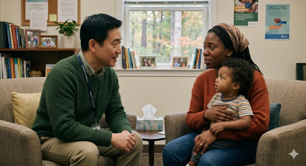 Police officer poses for a photo with an elderly woman.