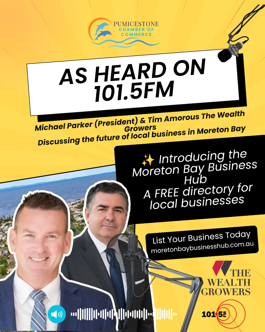 Pumicestone Chamber on 101.5fm to talk about the Chamber and Business directory
