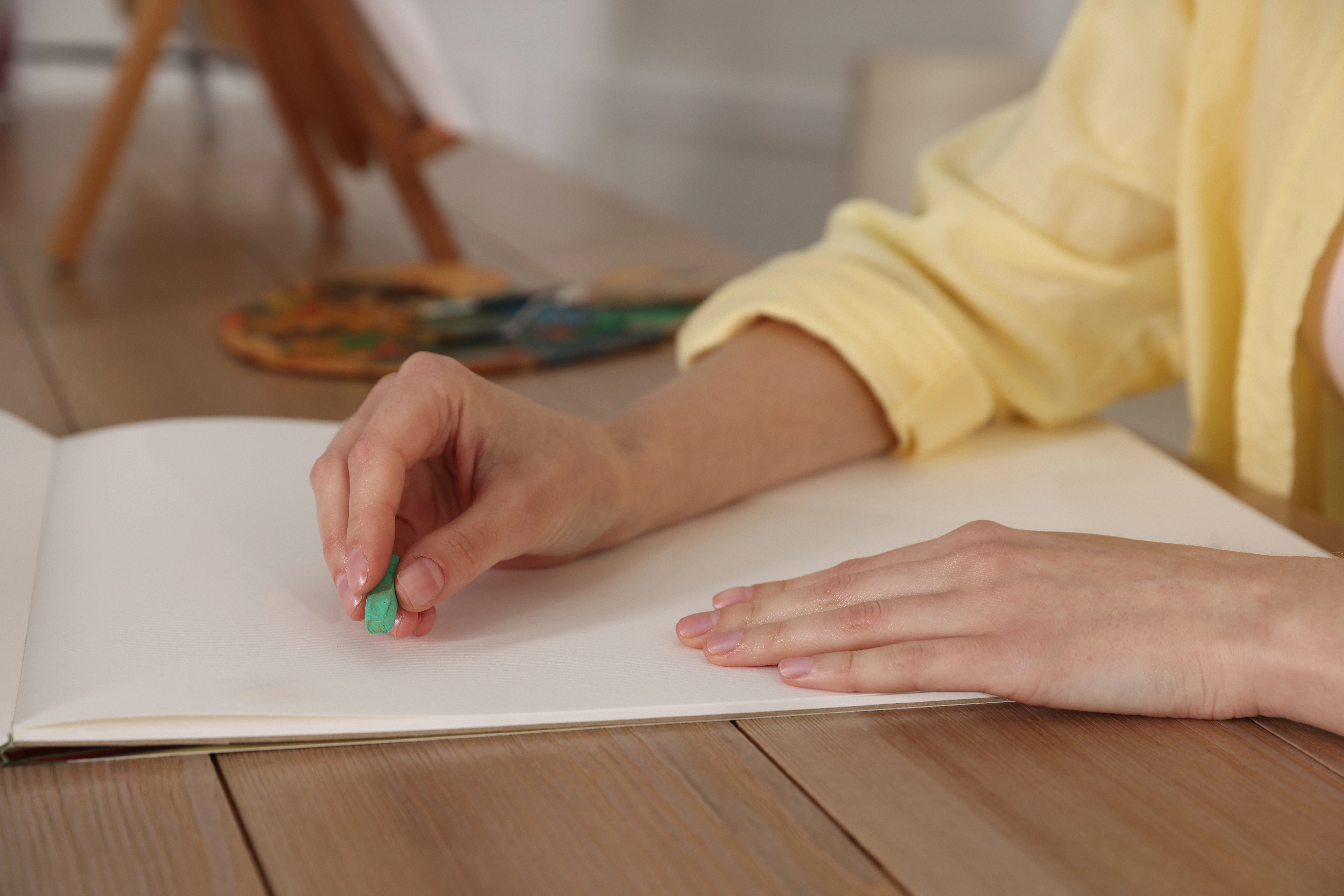 woman with white paper