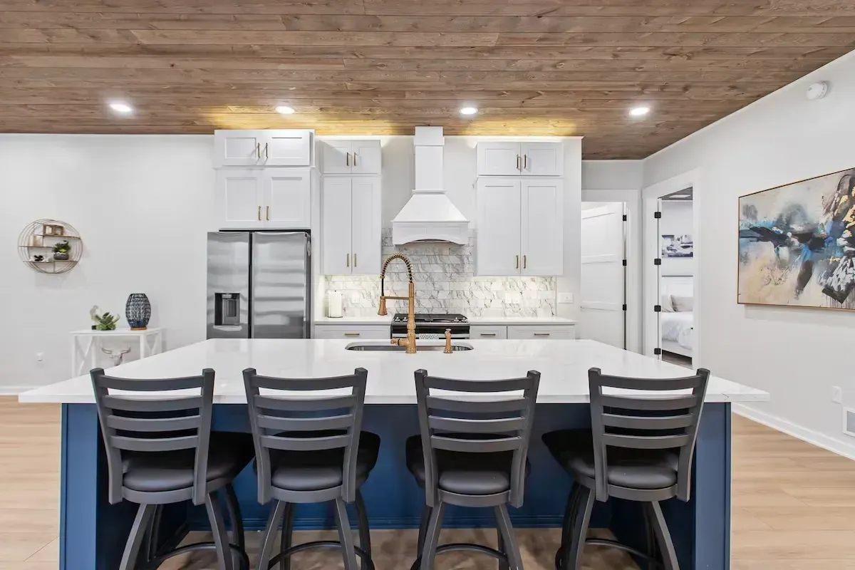 kitchen island with custom cabinets