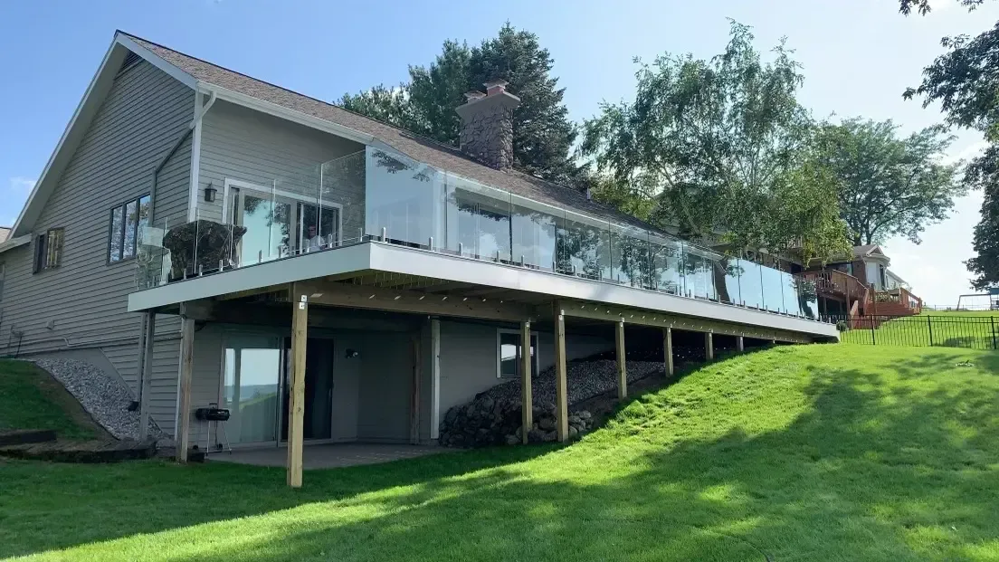 lakeshore deck with glass walls in grand rapids