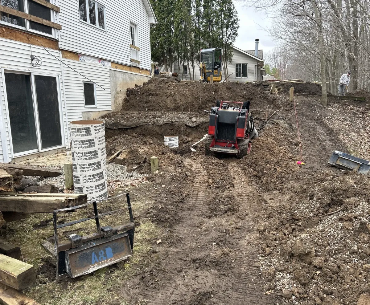 prepping back yard for new deck