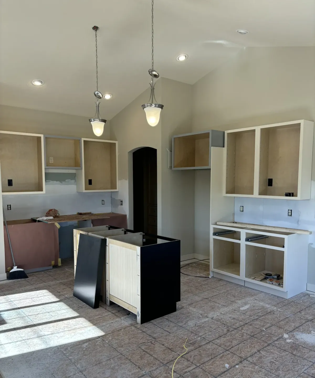 new cabinets installed in kitchen