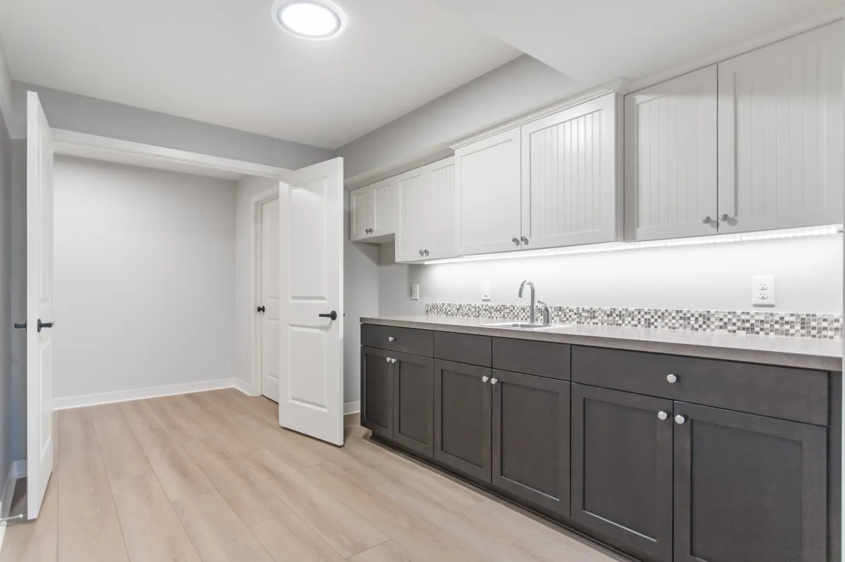basement kitchenette with lvp flooring