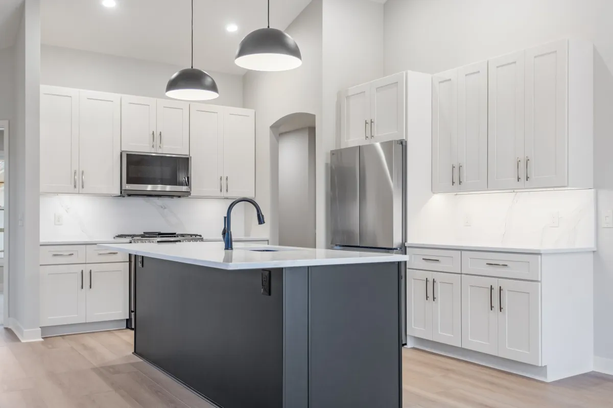 full kitchen remodel with custom cabinets and island sink