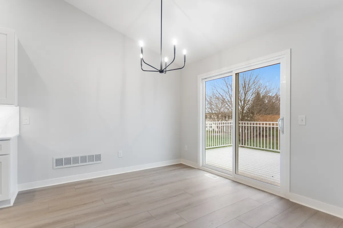 dining room remodeled with view of deck