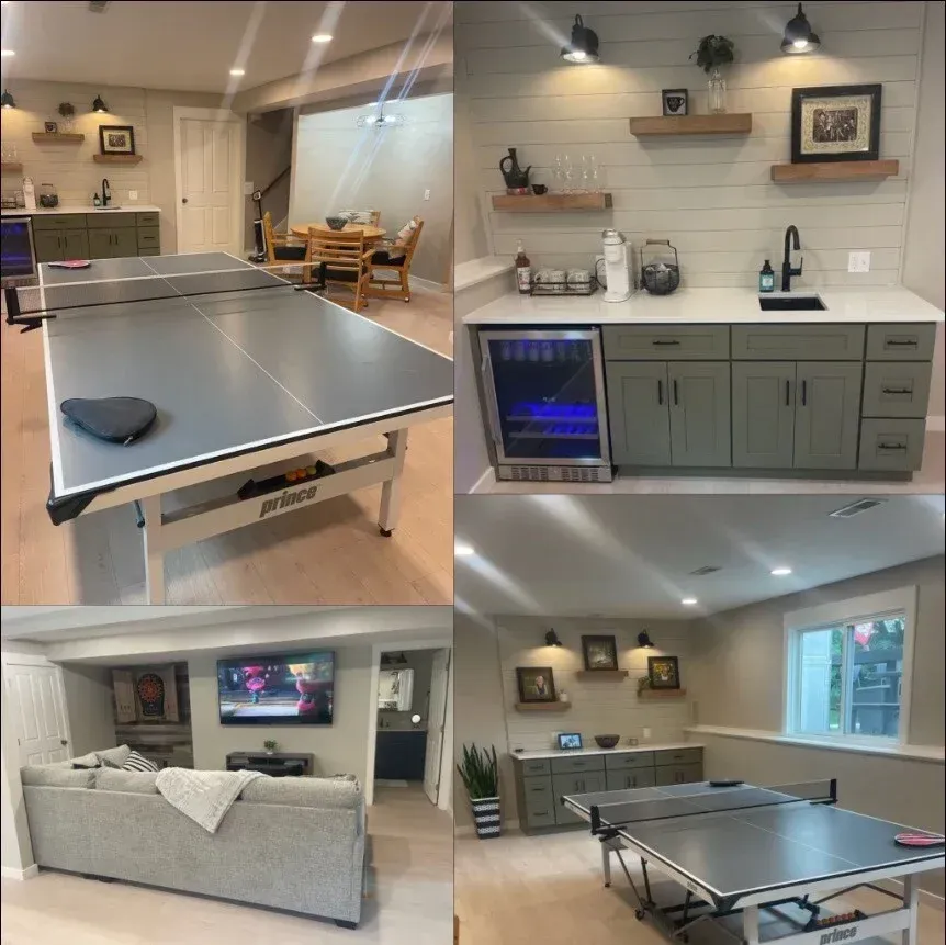 basement remodel collage
