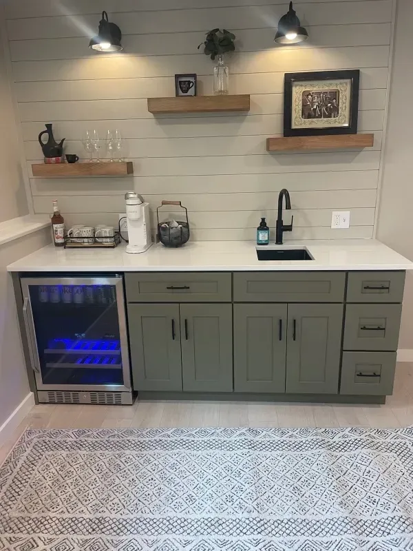 basement wet bar renovation with new cabinets