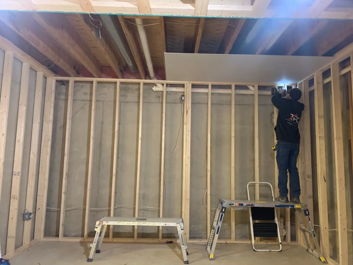 basement remodel in progress