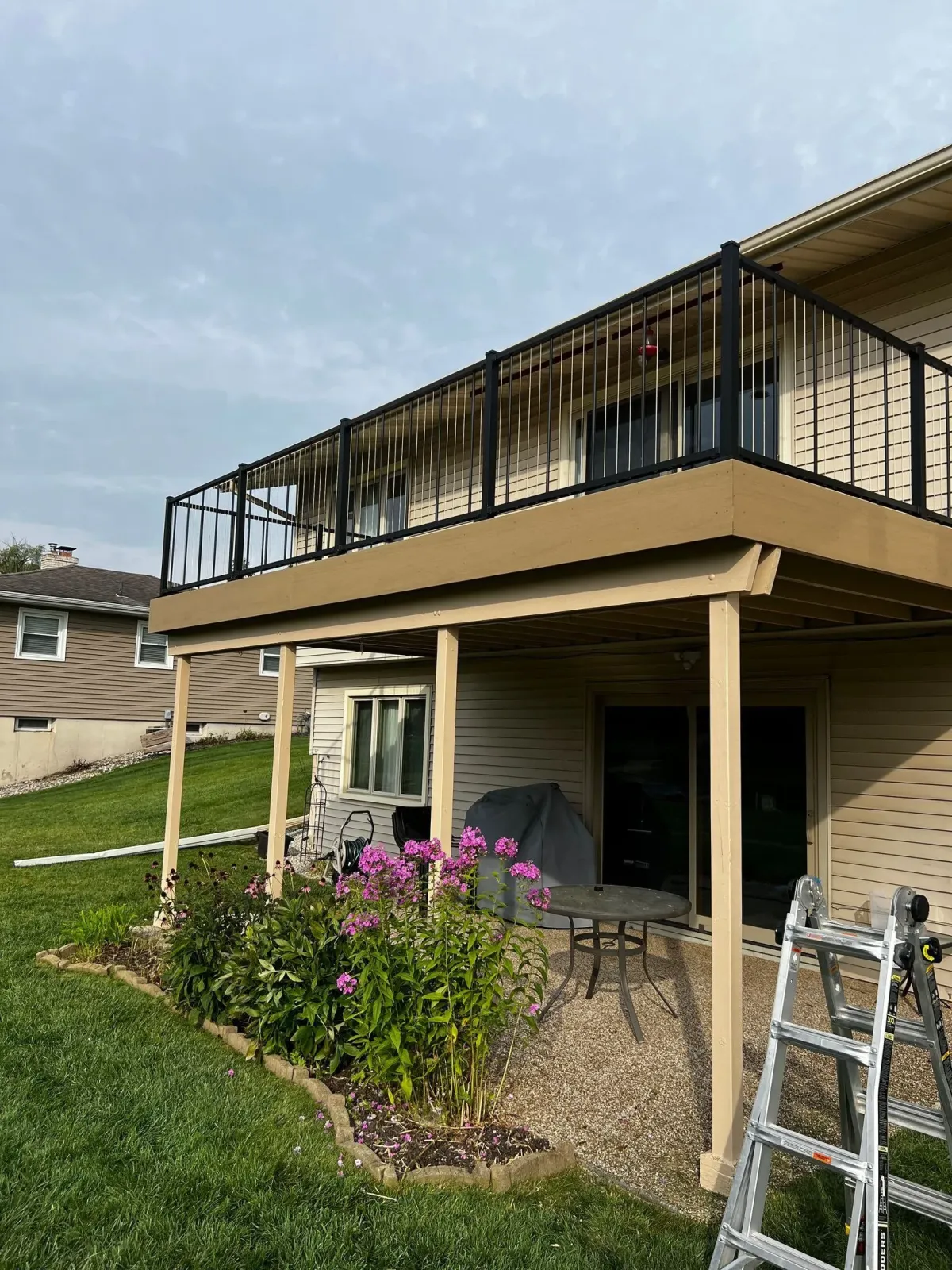 new deck build with basement walkout sliding door in grand rapids