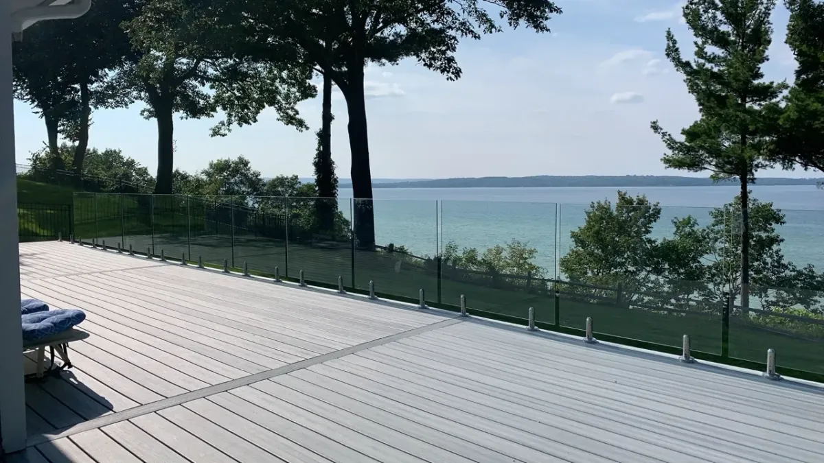 alternate view of deck showing lake in the background