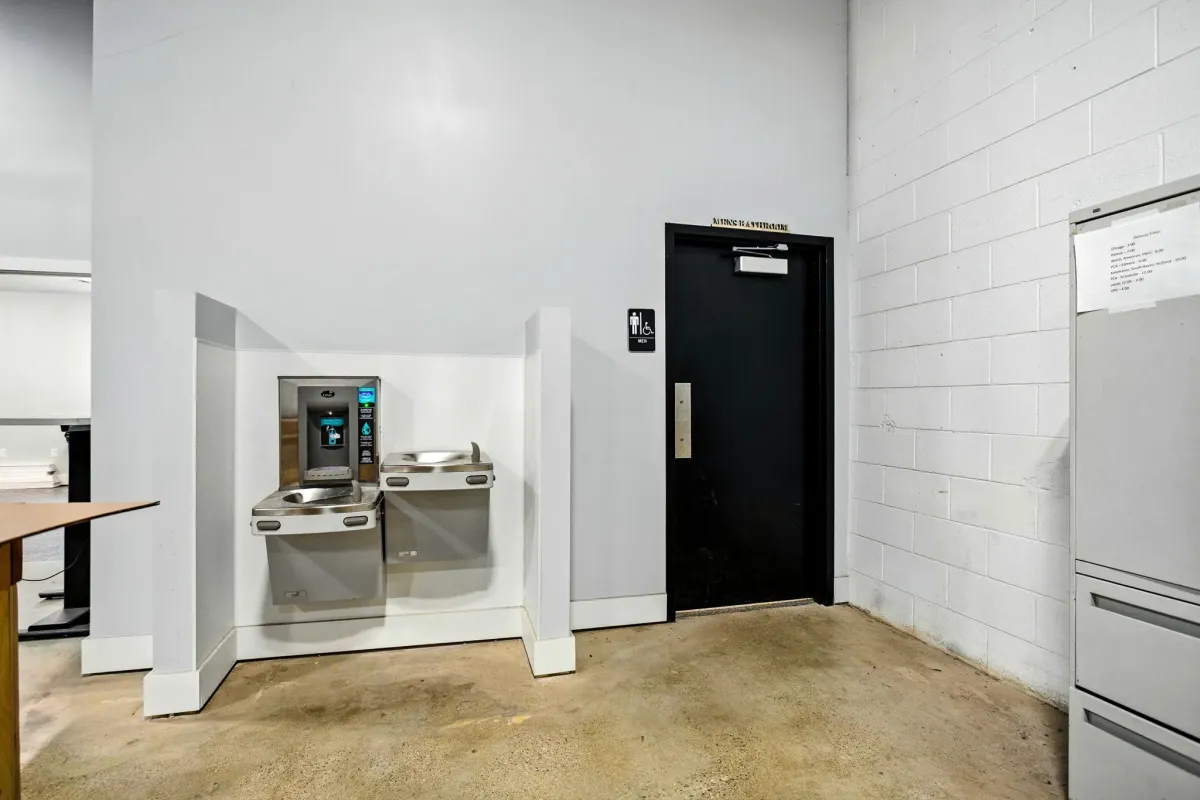 Commercial shop remodel - restroom area with drinking fountain