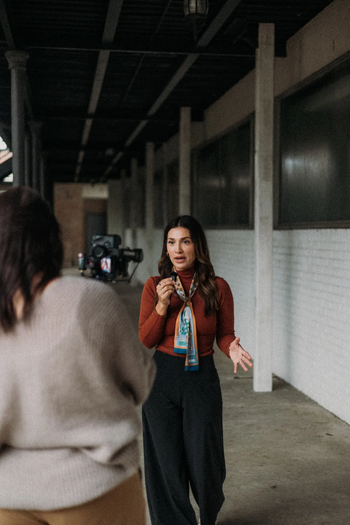 Behind the scenes of a brand video shoot in a Lafayette warehouse space