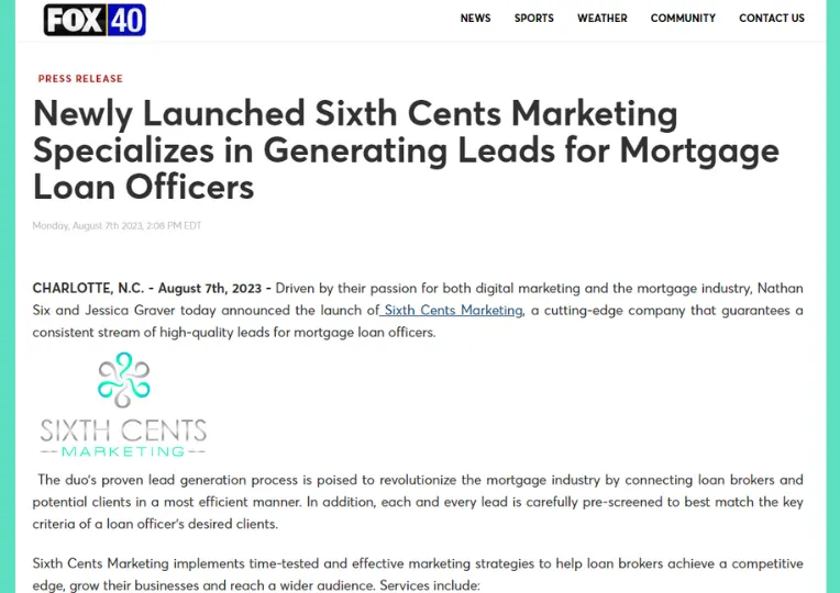 Sixth Cents Marketing Press Release