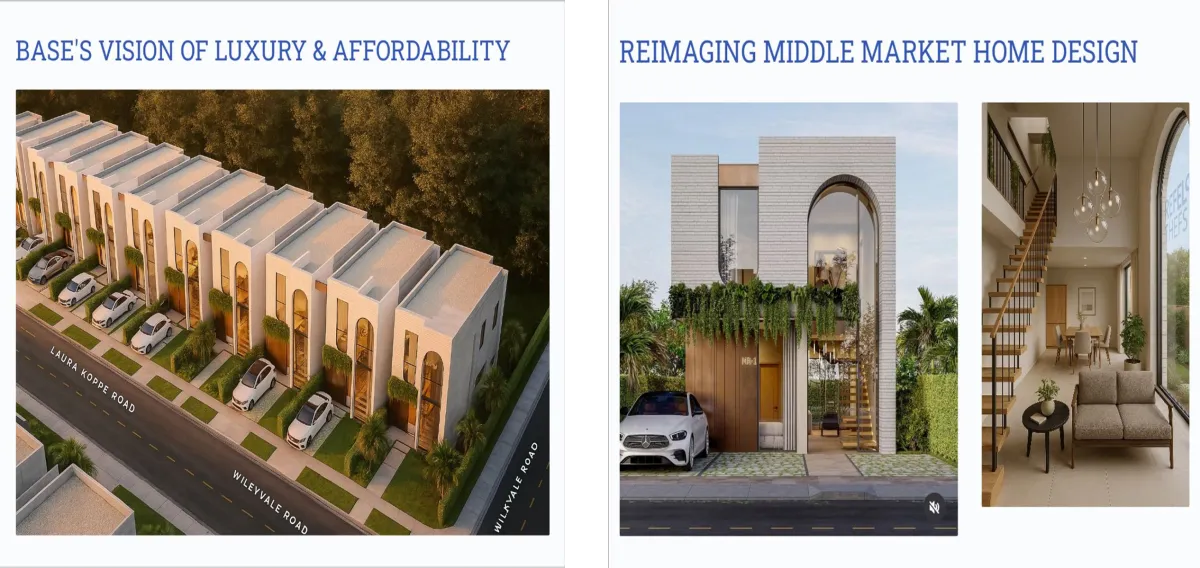 a modern house with a pool in the middle of the yard