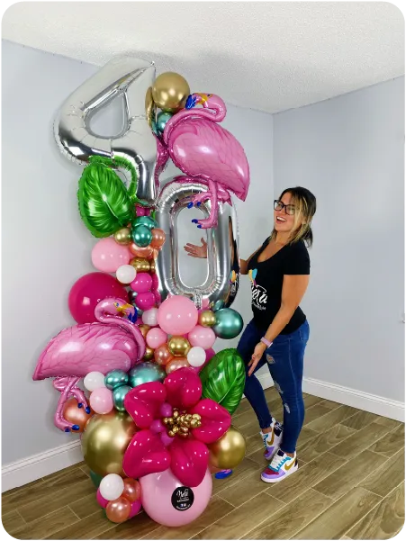 Gallery of personalized balloon bouquets for birthdays, celebrations, and surprises — custom-made by Nela Balloons & Art in Orlando.