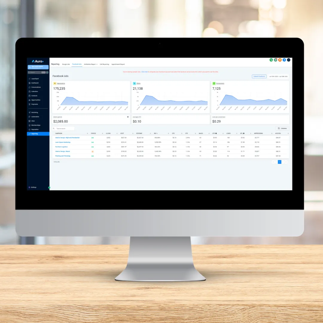 Efficient CRM software displayed on monitor screen atop a desk. Streamlined CRM solutions showcased, enhancing business communication and management