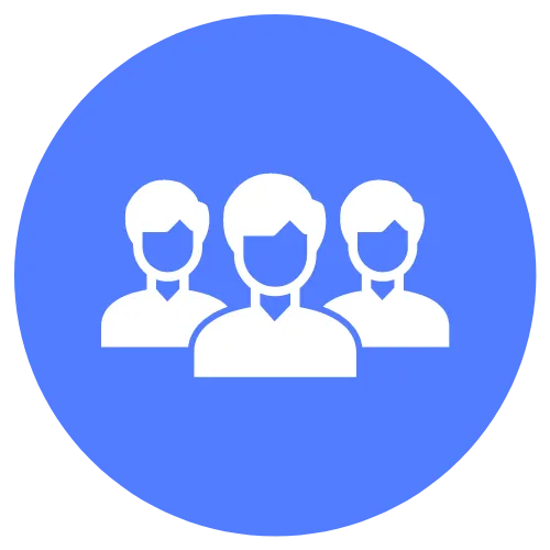 Purple icon with white border depicting three people, representing collaborative Branding Process. Explore how our strategic branding process drives business success