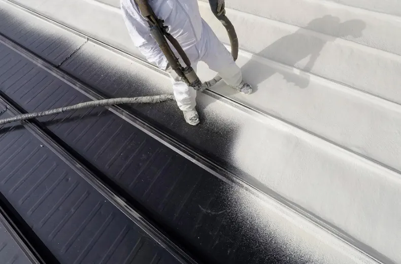 Industrial building with new galvanized metal roofing panels