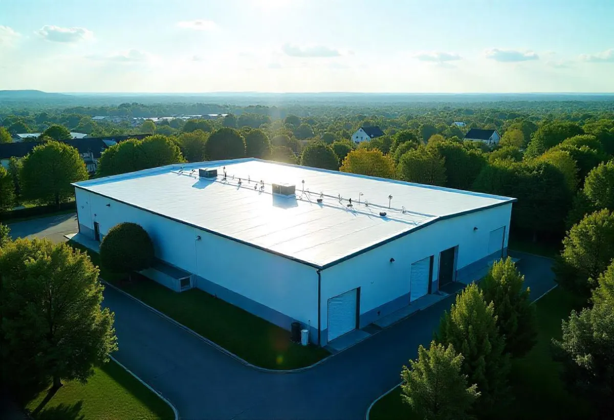 Colorado warehouse with white PVC flat roof installed