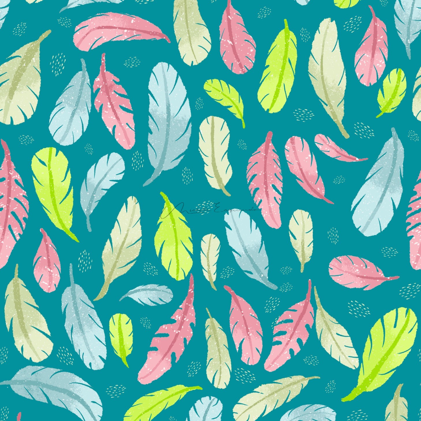 Colorful feathers falling.