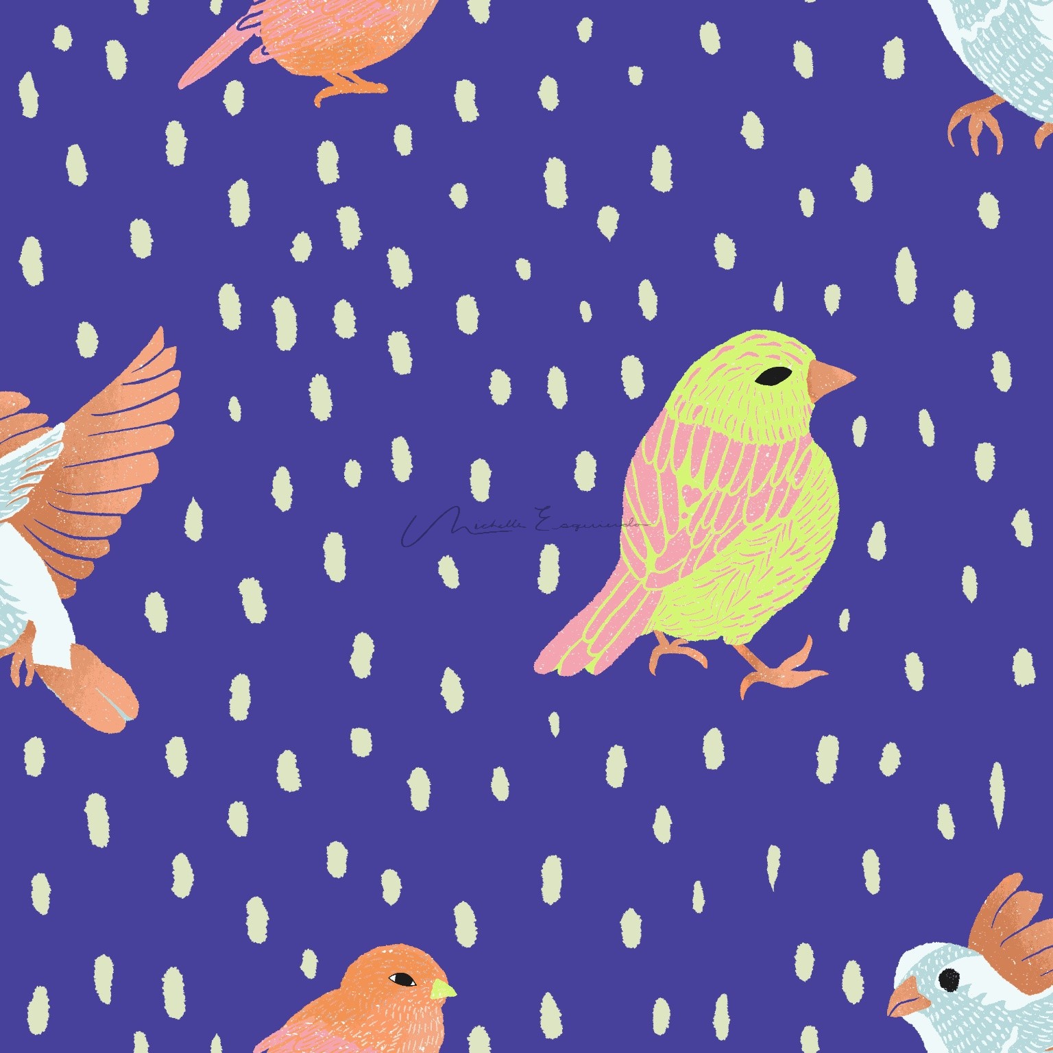 Three birds wandering the rain.
