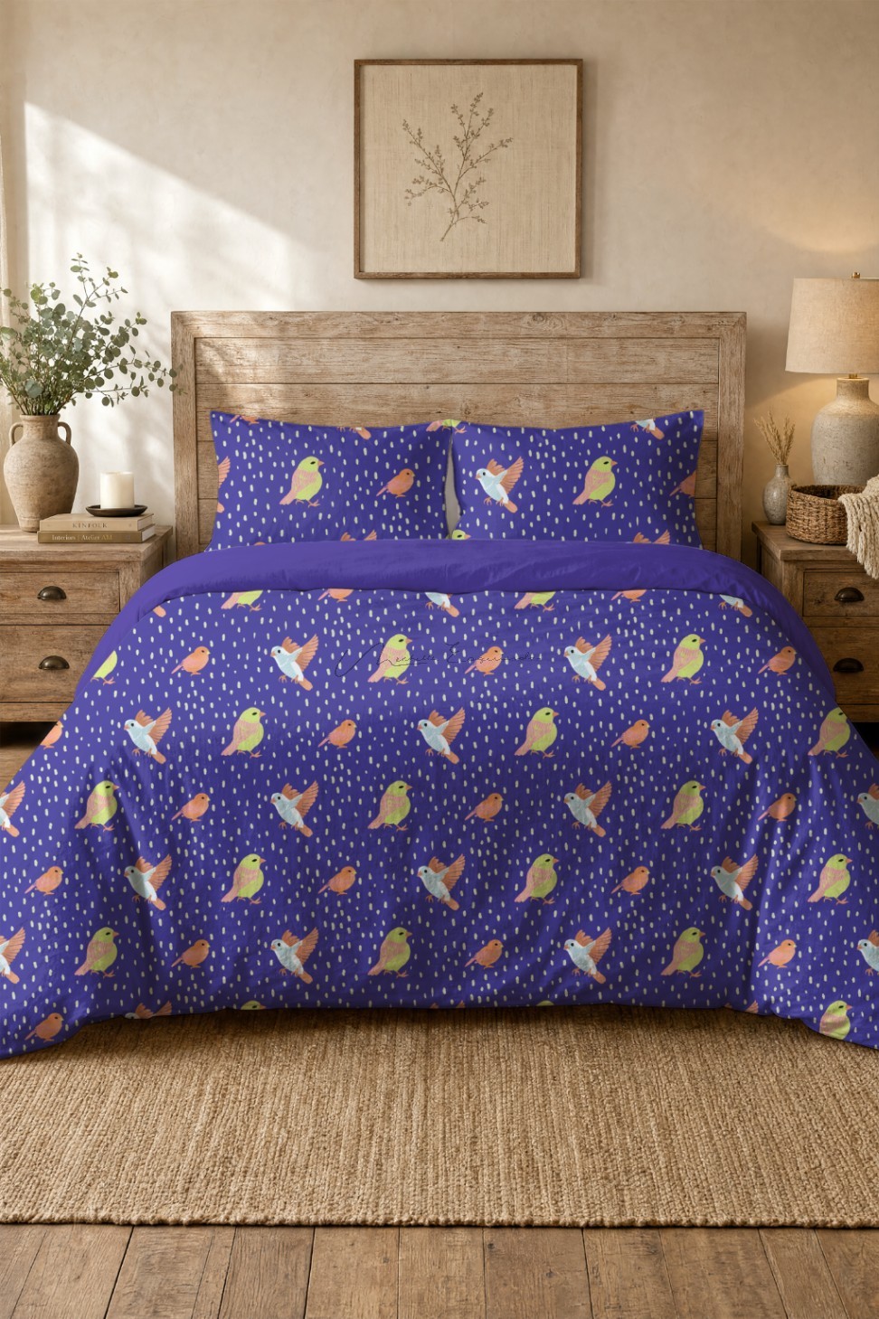 Duvet cover featuring the Fair Weather Friend bird pattern design
