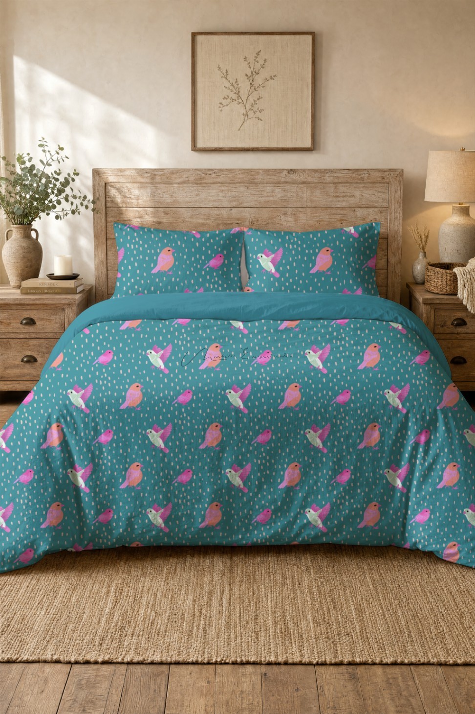 Duvet cover featuring the Fair Weather Friend bird pattern design