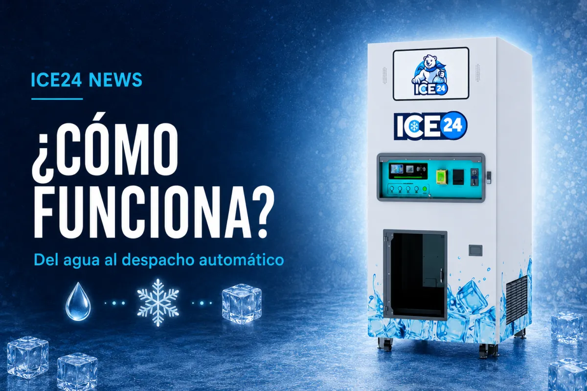 ¿Cómo funciona una máquina expendedora de hielo? Del agua al despacho automático