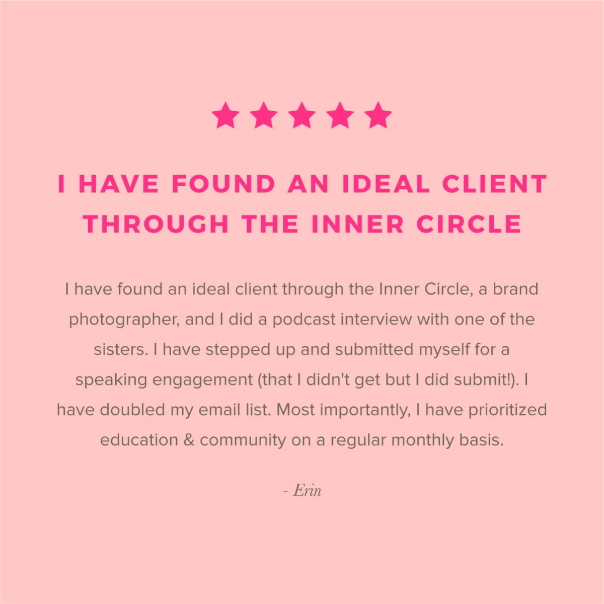 Testimonial for the Blooming Business Inner Circle