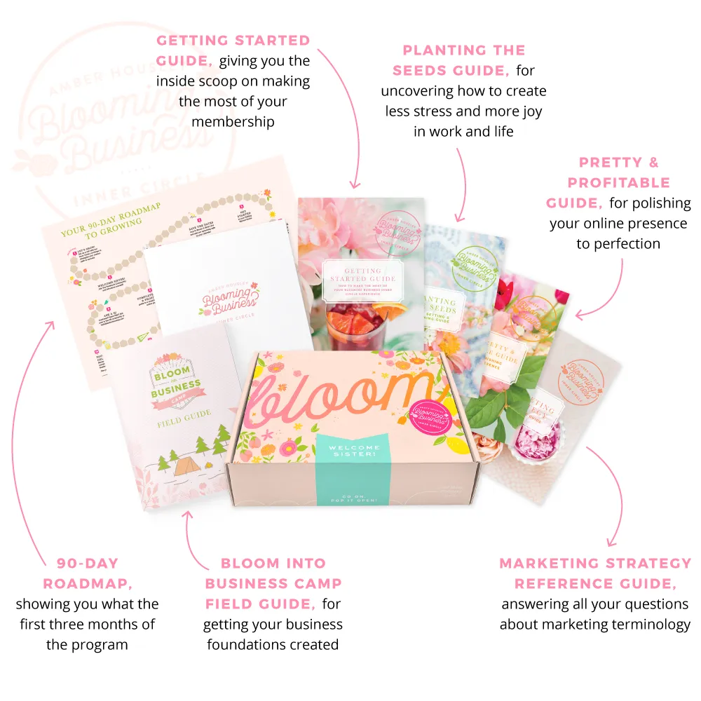 Everything that's included in the Blooming Business Inner Circle Welcome Kit