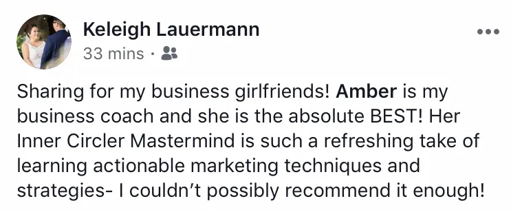 Testimonial for the Blooming Business Inner Circle