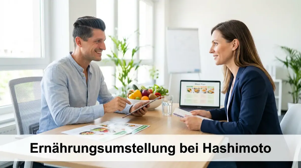 Abnehmcoach Frank im Beratungsgespräch über Ernährungsumstellung bei Hashimoto