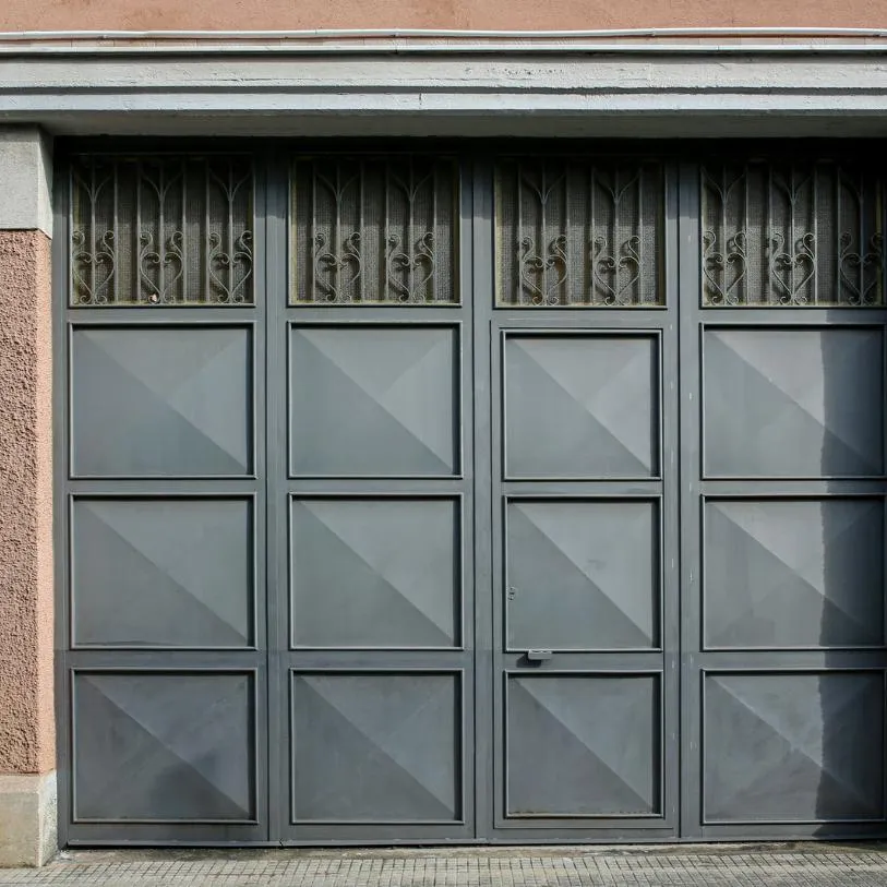 Grey aluminum garage door