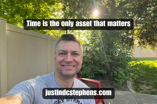Justin enjoying the sun thinking about time as an investment.