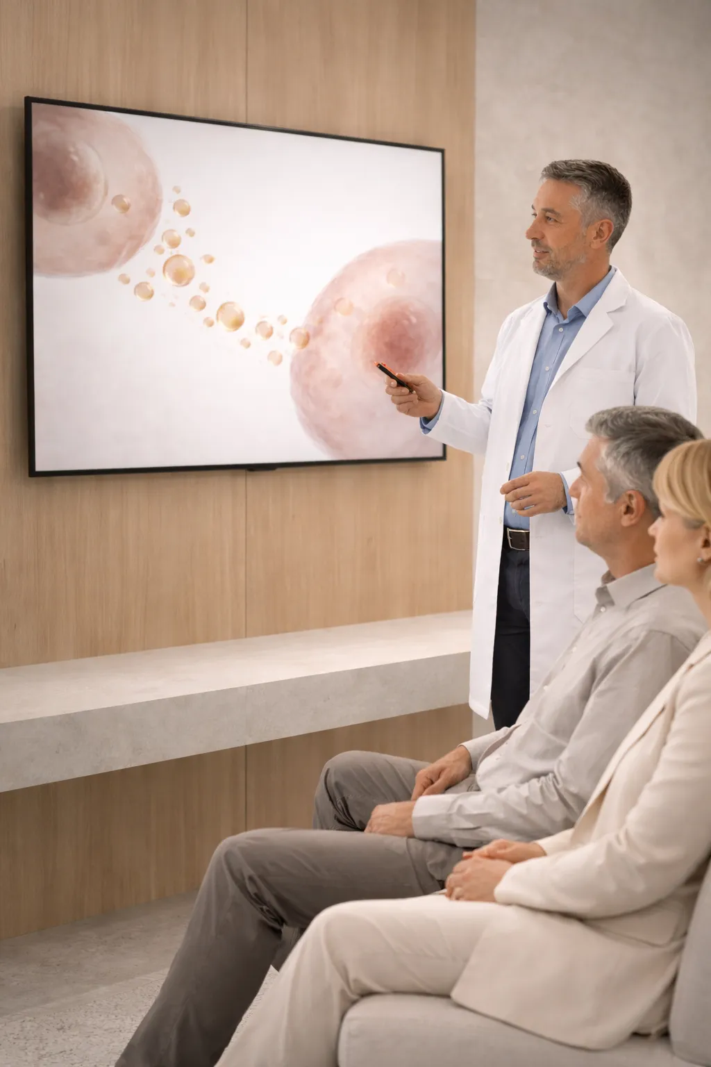 minimal scientific visualization of microscopic extracellular vesicles (exosomes) interacting between cells.