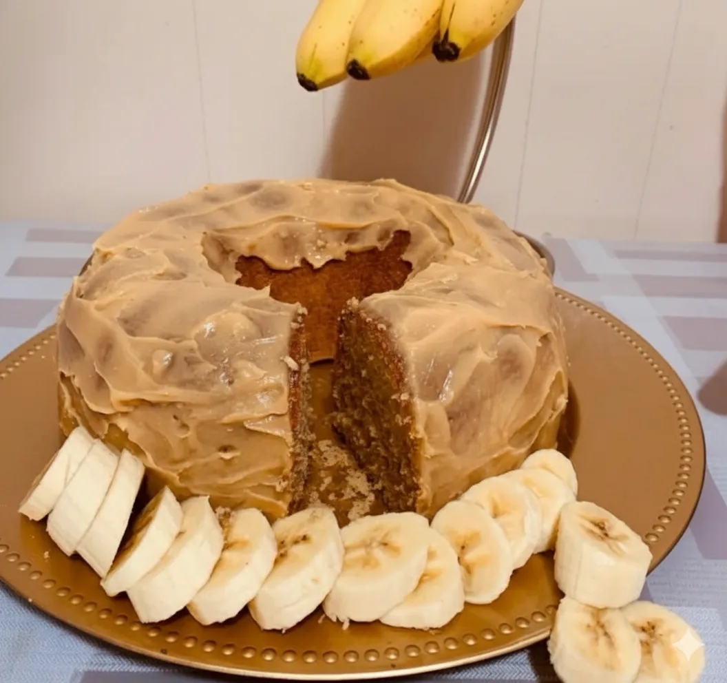 A cheerful baker in a caramel apron carefully boxing a cake in a bright, tidy kitchen, with shipping boxes and recipe cards nearby