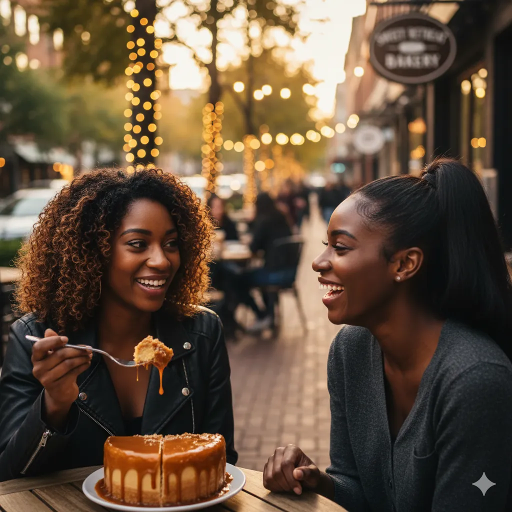 A handwritten recipe journal open beside a cup of coffee and a bouquet of wildflowers on a farmhouse table