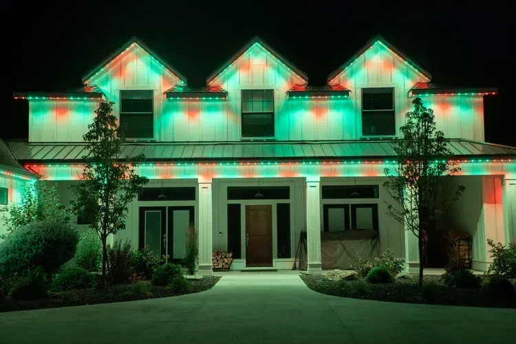 Image of Home at night with permenent lighting