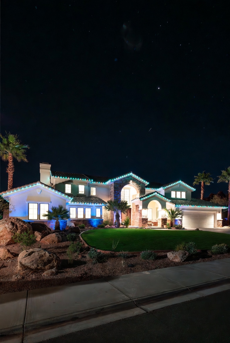 Image of Home at night with permenent lighting